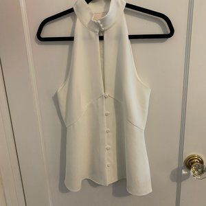 cinq a sept Tuxedo-Style Button Down White Top
